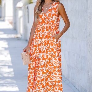 Cupshe midi dress 🧡🤍